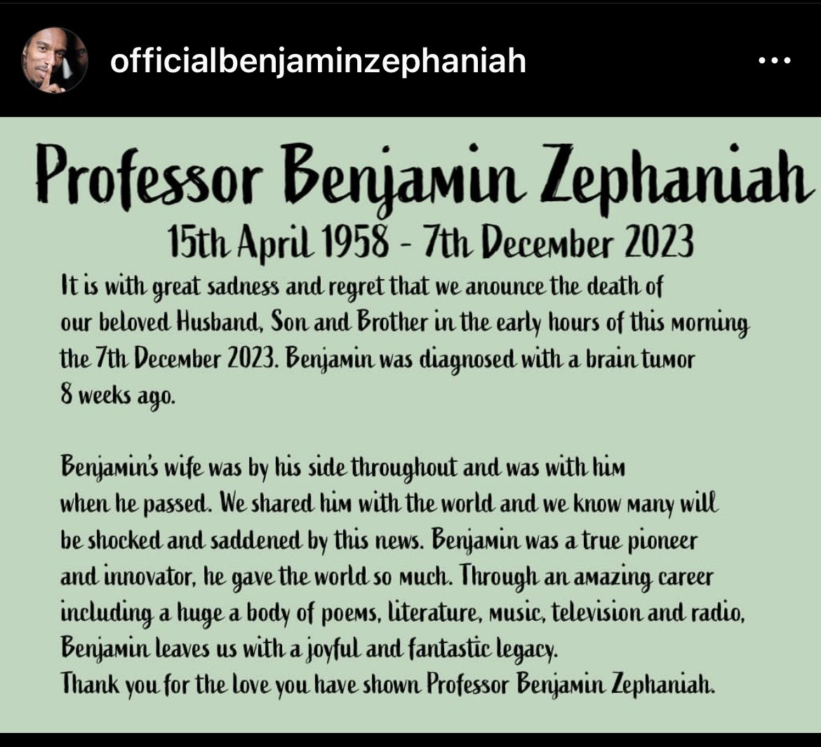 MsIbegbuna's tweet photo. I'm just in floods of tears.

This guy made a difference.
Teaching his poetry to children was magic.

He was clever and wise and creative and kind and had deep integrity.

I told him last year what a hero he was to me.

What a man. 💔 https://t.co/VVVs2HY4Hu