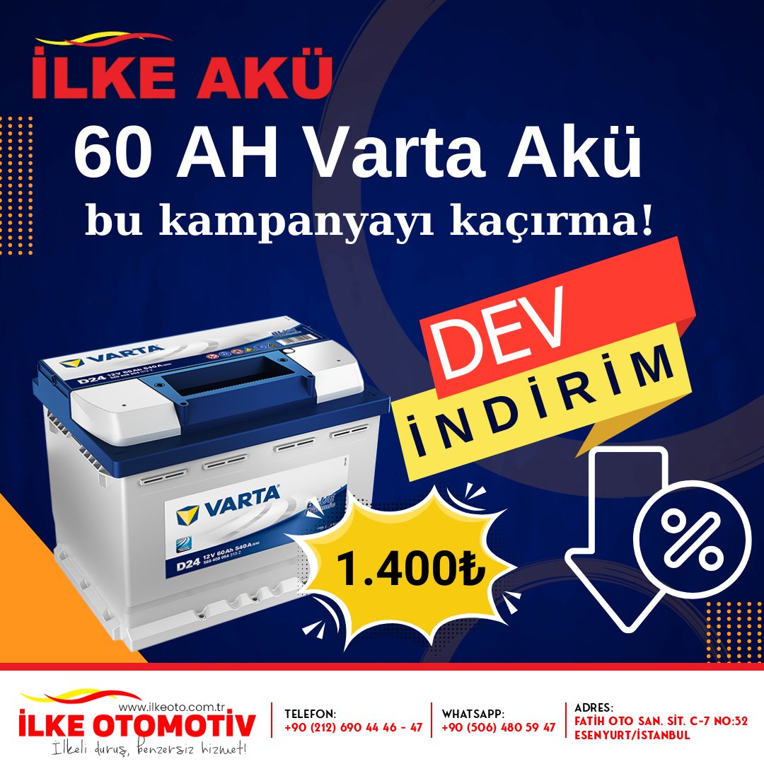 Akü, 12V 60Ah Varta Akü (Blue Dynamic), VRTD24