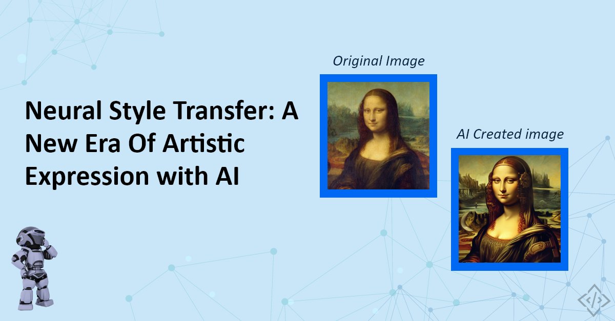 Codetrade_India's tweet image. Want learn about #NeuralStyleTransfer? Check out our #blog post where we walk you through the process step-by-step, including #Python #code using #TensorFlow and #VGG19!

Let&apos;s unlock a new era of artistic expression together! Click here: bit.ly/483dxNG

#aiart #AI #NST