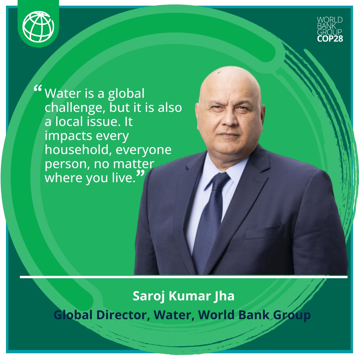 Water is a global #COP28 priority that needs highly local solutions. The @WorldBank works with communities around the world to sustain water resources, deliver services, and build resilience for a #LivablePlanet. @SarojJha001