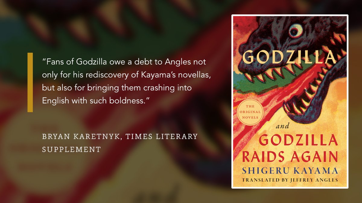 Jeffrey Angles' English translation of Shigeru Kayama's GODZILLA AND GODZILLA RAIDS AGAIN recently received an outstanding review in the <a href="/TheTLS/">The TLS</a> 📖 <a href="/jeffreyangles/">Jeffrey Angles</a> <a href="/UMinnPress/">U of MN Press</a>

Read the full review here:
the-tls.co.uk/articles/godzi…

View the title:
combinedacademic.co.uk/9781517915230/…