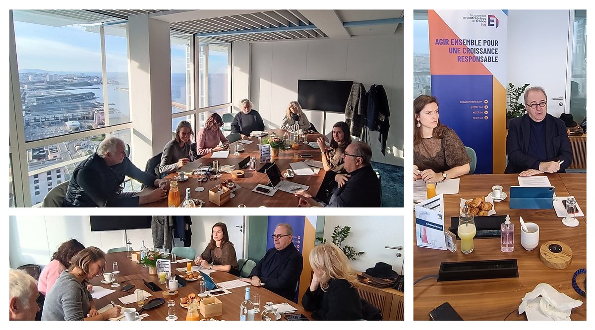 MEDEF_Sud's tweet photo. RENCONTRE | ✨ Hier matin au Club #Le29 de la Tour #LaMarseillaise pour notre dernier petit-déjeuner #presse de l'année. @JL_Maurizi notre psdt est not. revenu sur l'actualité :
👉 Assurance-chômage,
👉 Semaine École-Entreprise,
👉 Logement,
👉 Lancement de la COP régionale, etc. https://t.co/31m1M2FB1l