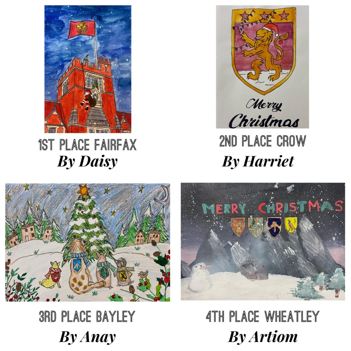 BablakeSchool's tweet photo. We were excited to launch our annual House 'Design a Christmas Card' competition with our Shells and Year 8 students.

The results were absolutely amazing!

Well done to Daisy and Harriet whose designs have been used for this year's School #Christmas card. https://t.co/CPg45DCoT1