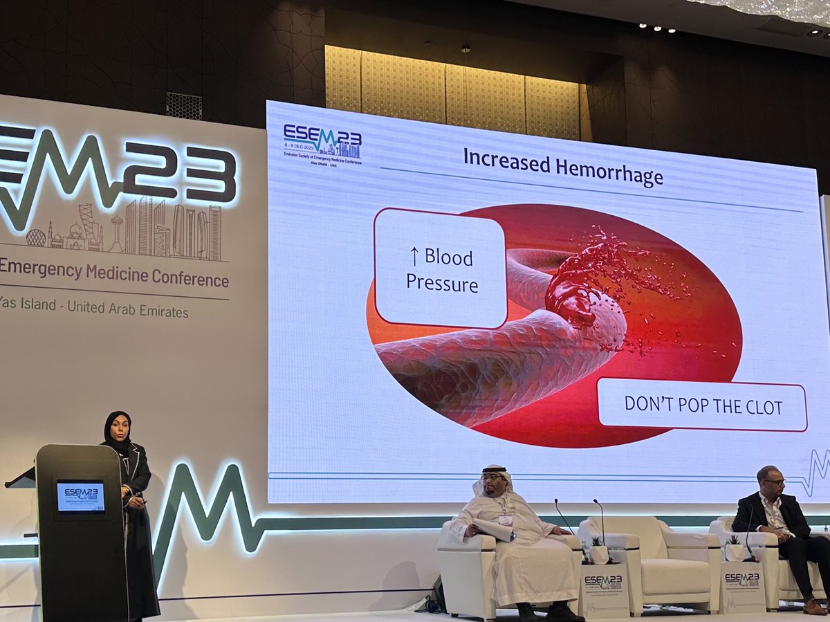 HassanAlshaqaq's tweet photo. Pressors in trauma patients in the golden hour? Big NO! by Dr. @NisreenMaghraby at #ESEM23 https://t.co/23V0vO4cAV
