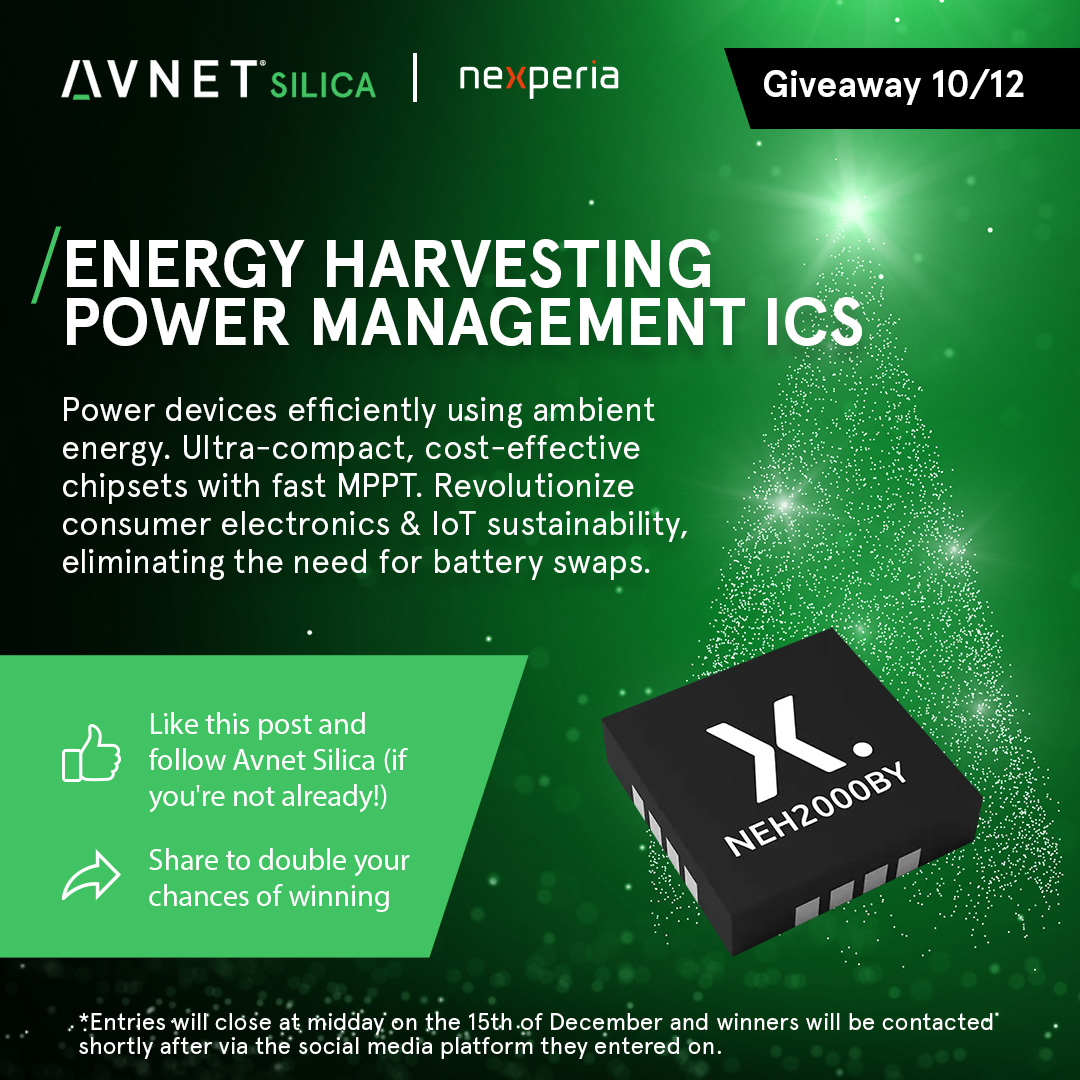 AvnetSilica's tweet image. GIVEAWAY 10/12🎄🎁
 
@TeamNexperia power devices use ambient energy efficiently. Ultra-compact, cost-effective chipsets with fast MPPT.
 
❤️Like this post
➕Make sure you&apos;re following Avnet Silica
🔁Share to double your chances of winning
 
#GiveAway #IoT #EngineersOfEvolution