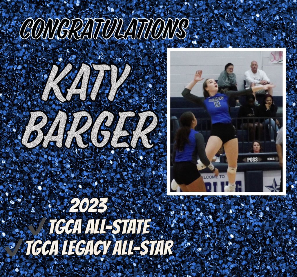 🚨🚨🚨HUGE CONGRATULATIONS are in order! Congratulations to Katy Barger on being named TGCA LEGACY All-Star (only 10 5A volleyball players received this award).
KATY was also was awarded TGCA ALL-STATE! Congratulations Katy on your accomplishments! We are proud of you!
