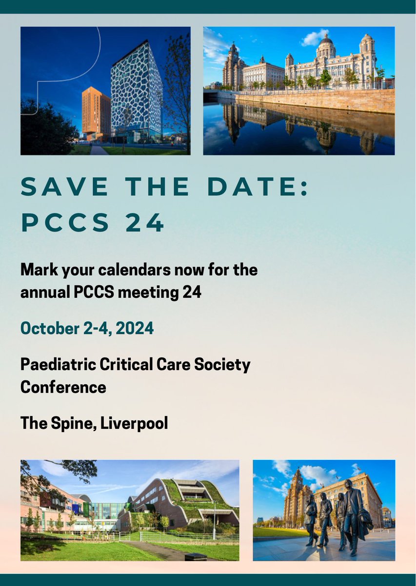 UK Ped ICU conference (PCCS) 2024 is in Liverpool - come and join us! @PICSociety @PICSTAR2022 @pic_pram @pus27 @anzics @SapnaKmd @Dr_Hari_Krishna