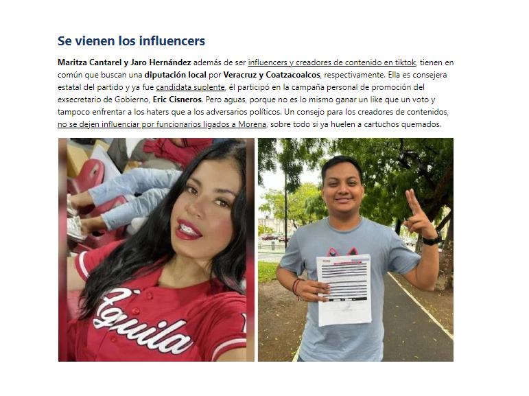 LSRVeracruz's tweet photo. #LenguasDeUlúa | Se vienen los influencers

Maritza Cantarel (@MaritzaConAmor) y Jaro Hernández además de ser influencers y creadores de contenido en tiktok, tienen en común que buscan una diputación local por Veracruz y Coatzacoalcos, respectivamente. https://t.co/OLUgzPMD9V