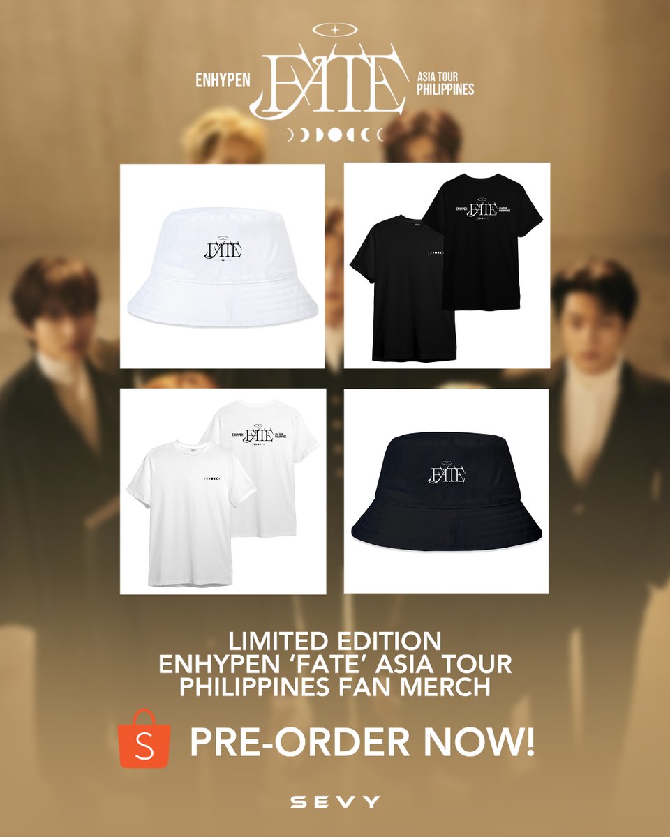 thesevystore's tweet photo. @sunghoon_bias Get our exclusive ENHYPEN 'FATE' Asia Tour Philippines Fan Merch! Available on Shopee. Pre-Order now and get special freebies from SEVY!
T-SHIRT (Silk Screen) - https://t.co/PSrgZPme1l
BUCKET HAT (Embroidered) - https://t.co/ncZBCmGaKk

WTS / LFB https://t.co/YiNzKBPFab