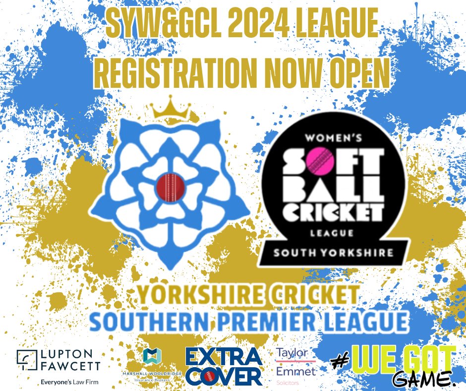 SYW&GCL 2024 League Registration Now Open! The league will once again run both HB Cricket & SB Cricket & is open to all W&G's cricket teams. To enter your teams to the league for, sign up via the registration form: docs.google.com/.../1FAIpQLSeD…... Registration closes 31st Dec!