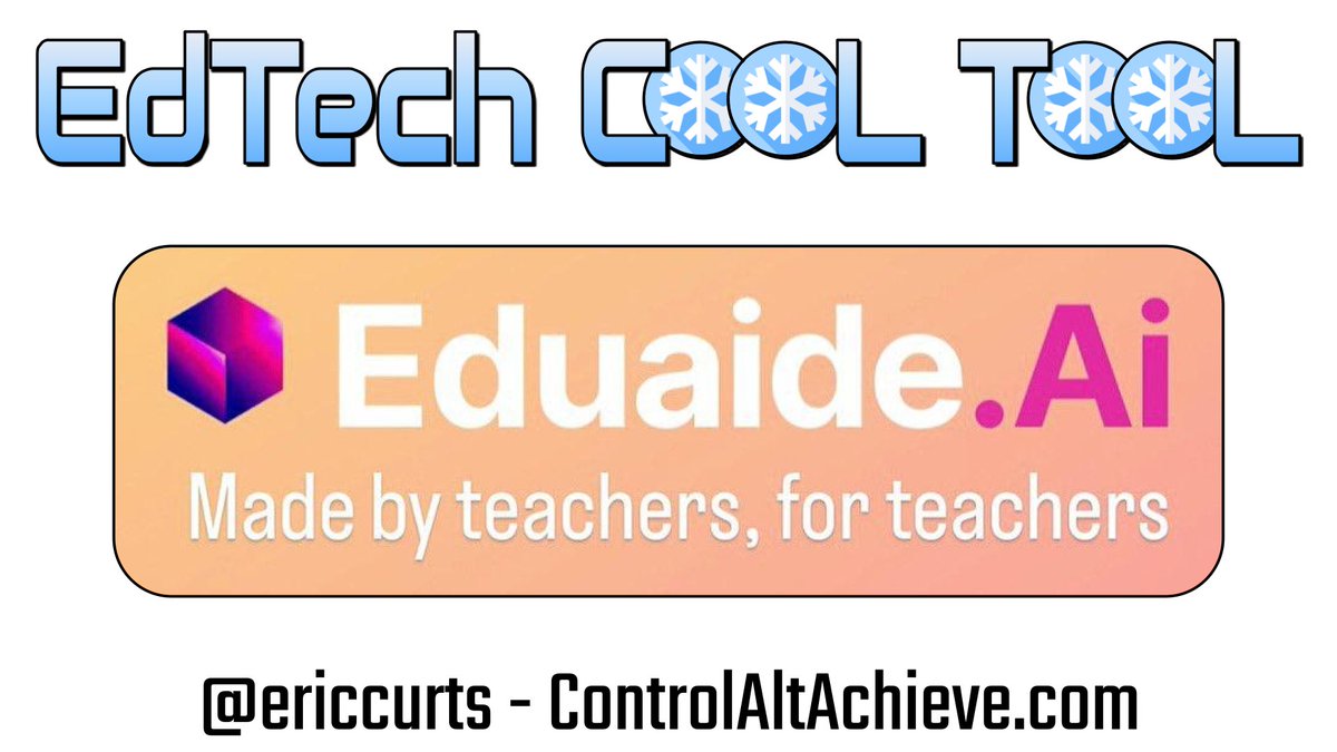 ericcurts's tweet photo. ❄️ Cool Tools 2023 - Day 7 of 24 - https://t.co/KGRWqO8MyK

🚨 Eduaide - Over 100 AI tools for teaching &amp; learning

💬 Have you used this tool? Share your thoughts!

👉 Follow all the Cool Tools at https://t.co/04IoyqYKSZ

#ControlAltAchieve #edtech #cooltools23 @EduaideAi https://t.co/1k0FEZJbdn