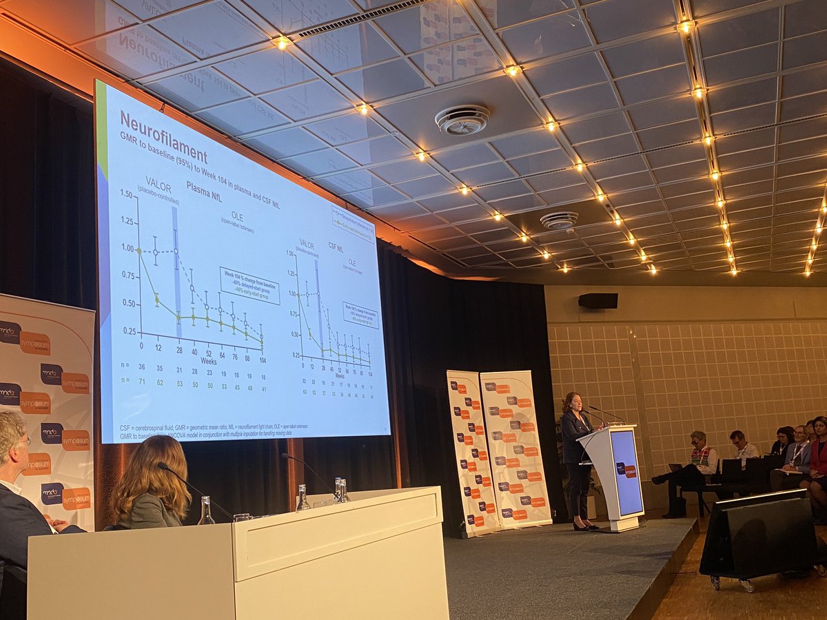 PremiumXRemark's tweet photo. Further data was presented for Tofersen (a treatment for SOD1 #ALS #MND) at #alsmndsymp, including analysis of long-term effects. 

Those who received Tofersen early had a reduction in a marker of nerve damage called neurofilament light chain, which stayed reduced for 104 weeks. https://t.co/bUkeH1NTx8