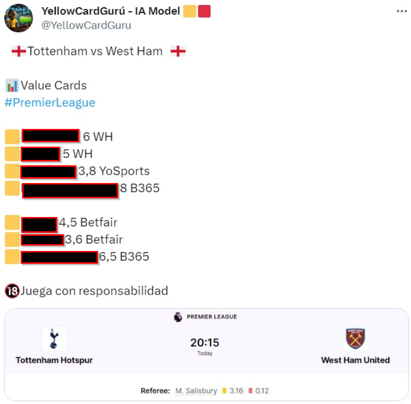 💪Nuestro BOT creado por IA ya ha hecho su trabajo y las cuotas que nos han dado son...

Si las quieres antes que nadie por MD haz RT 🔄a este tweet, si no apareceran sobre las 19:00

🤖En nuestro grupo telegram tambien estarán algo antes...

t.me/yellowcardIA