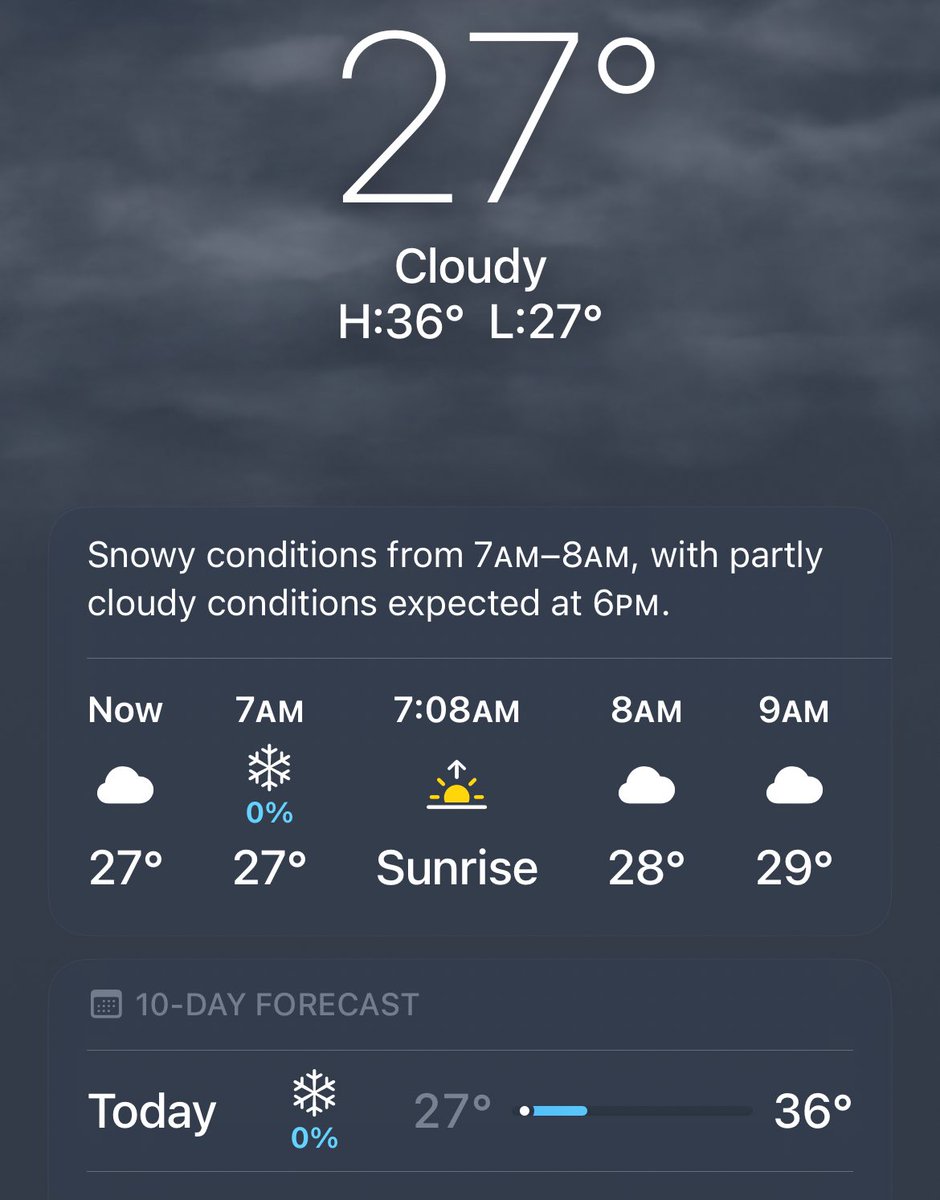 Ah good, a zero % chance of snow.