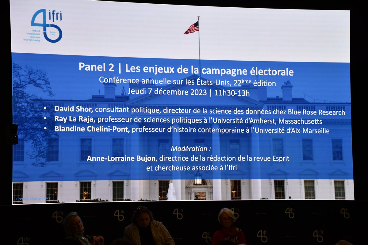 The unfolding of the 🇺🇸 2024 campaign. High-level panel at @IFRI_, with @davidshor, @raylaraja, Blandine Chelini-Pont and @AnneL_Bujon. 📽️ Watch the live stream ⤵️ youtube.com/watch?v=gpA3pa…