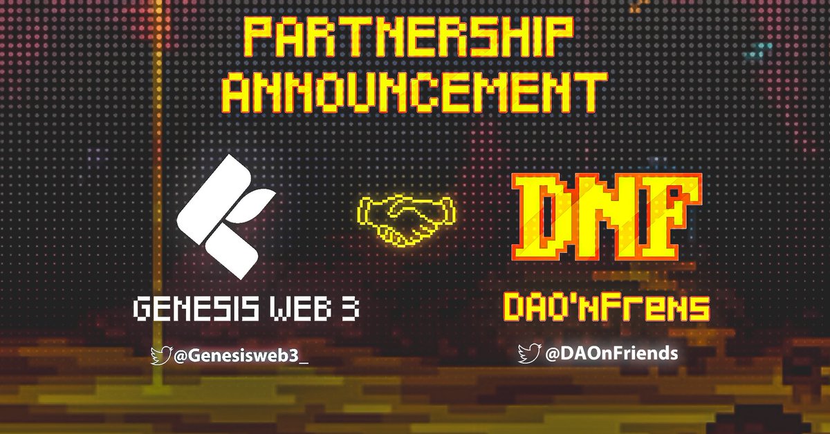 AirdropComic's tweet photo. 🚀 Exciting Announcement! Genesisweb3 X @DAOnFriends Partnership! 🎉

DAO'n'Frens is the web3 community management agency. DAO'nFrens allow web3 projects to realize the potential of their community by clever management.

#Genesisweb3 #Partnership #DAOnFrens https://t.co/yY3jblZSjQ