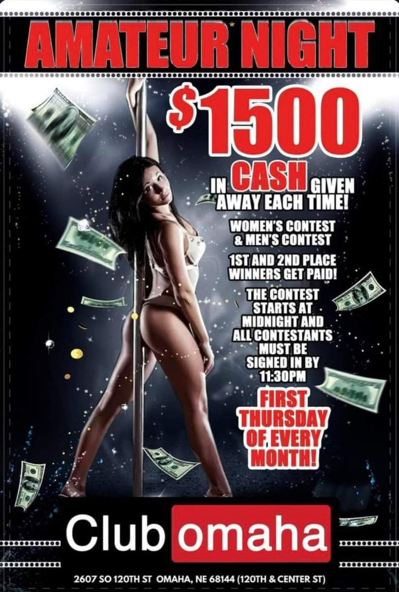 Clubomaha's tweet photo. Tonight's the night!  Cum win some fucking money 💰 🤑 💸 https://t.co/CpTAr4kXvF
