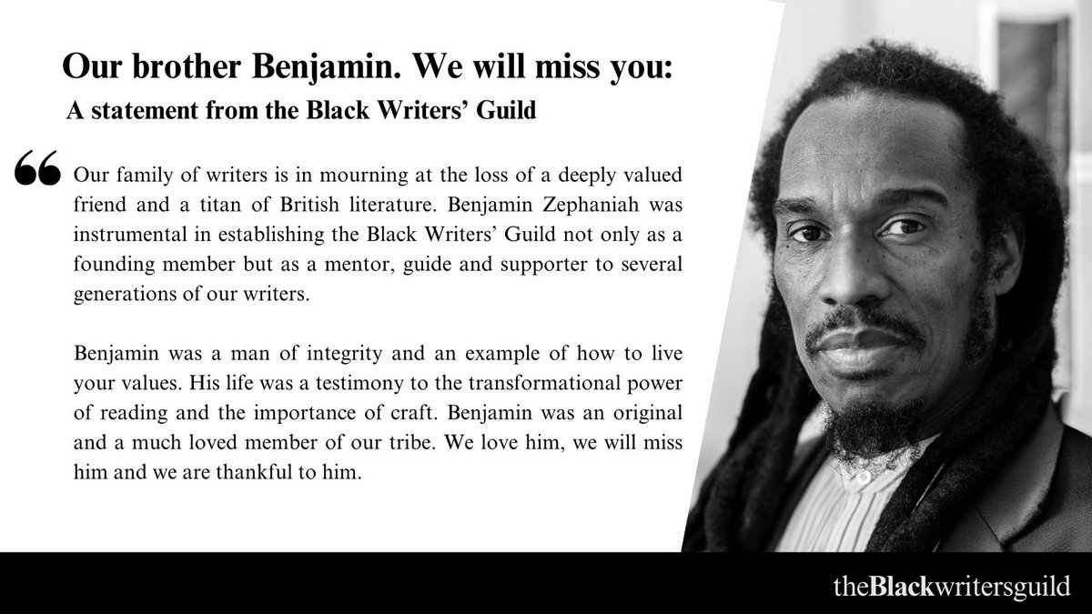 A statement from the Black Writers’ Guild on the passing of Benjamin Zephaniah who has joined the ancestors.