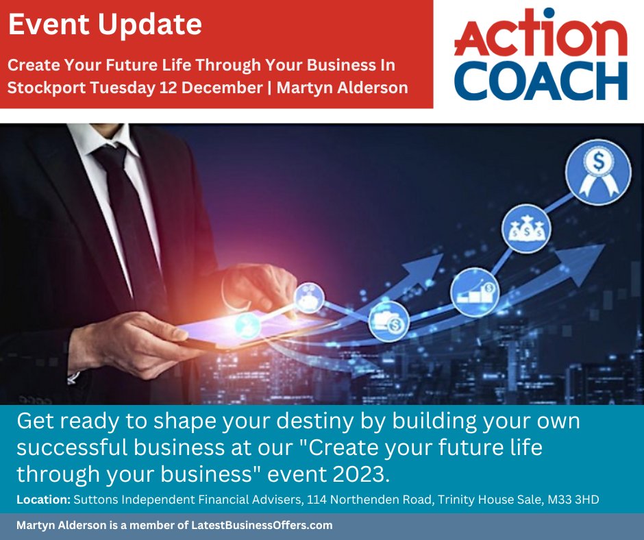 latestbizoffers's tweet photo. Title: Create Your Future Life Through Your Business In Stockport Tuesday 12 December | Martyn Alderson
Link: https://t.co/9X22cH2itw
#business #event #future #create #businessplanning
#businessstrategy #leadership #businessmanagers #businessowners #entrepreneurs #stockport https://t.co/ZdromGajCG