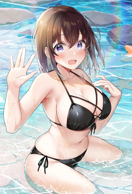 #くそ寒いので水着絵を貼る豊満ボディはわわちゃん 