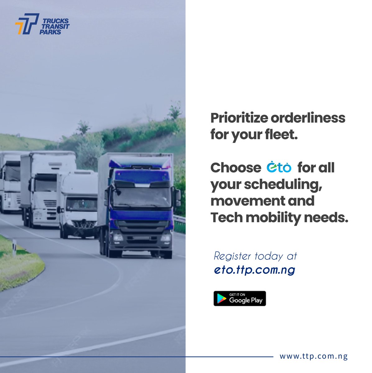 TTPLTD_NG's tweet photo. An end-to-end package that improves your mobility experience
Remember, you can:
- Lock your eto ticket
- Regenerate your eto booking number
#truckstransitparks #eto #techmobility https://t.co/Zl5W77oBzN