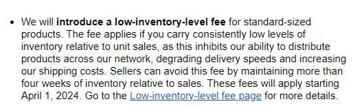 FazilatAshraf1's tweet image. Amazon is now charging you for low inventory level

#AmazonFees #InventoryCharge #SellerAlert #LowInventoryCosts #AmazonSellerTips #FulfillmentFees #InventoryManagement #SellerExpenses #AmazonCharges #SupplyChainCosts @amazonseller__