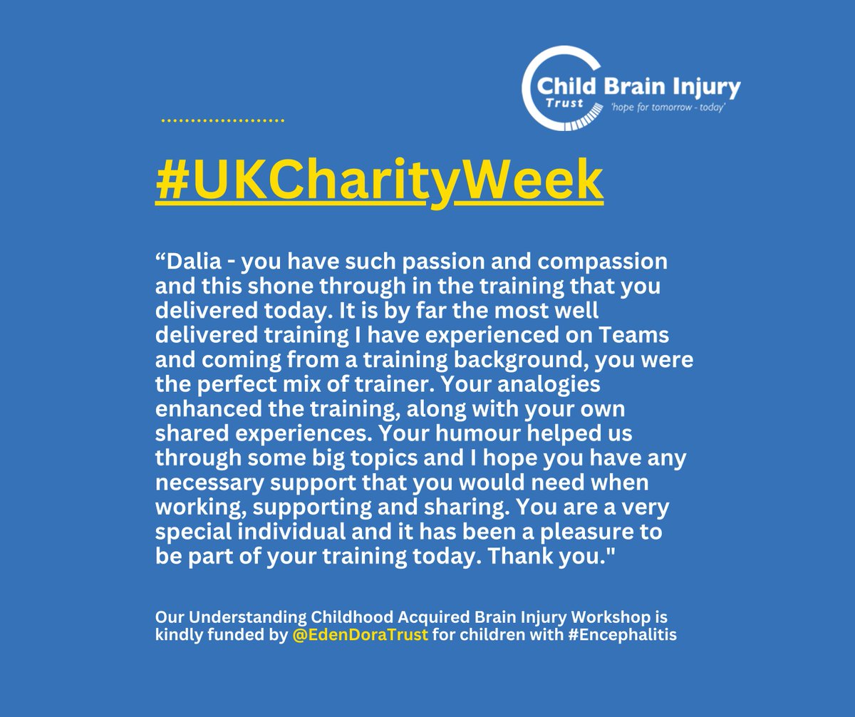 cbituk's tweet photo. Our Understanding Childhood ABI Workshop this week was a hit! See feedback below👇. 

Our training is for all professionals working with CYP, kindly funded by @EdenDoraTrust.

Our next in person one is in March (Leeds). Don't miss out! https://t.co/ul564vA9NN

#ABI #Encephalitis https://t.co/p5xXOhuO9x