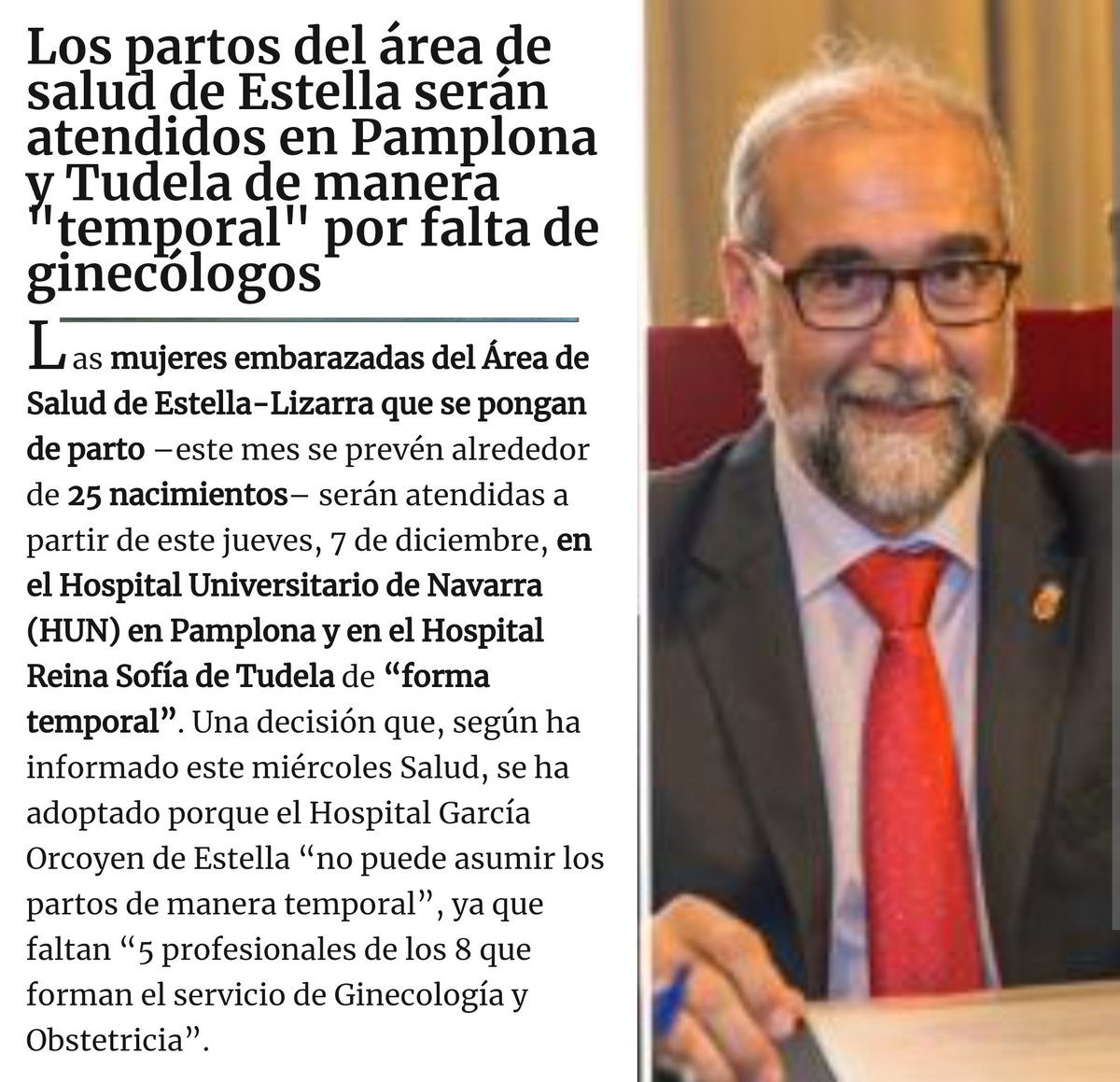 @elvecinodeUxue El consejero @FdoDominguezC y su 'txapuza',@salud_na cierra la sección de partos del HGO
Hoy en #Estella, un grupo de mujeres embarazadas se dirigirá andando,a partir de las 11 de la mañana hasta el HGO como protesta.
Esta es la #Navarra que tenemos