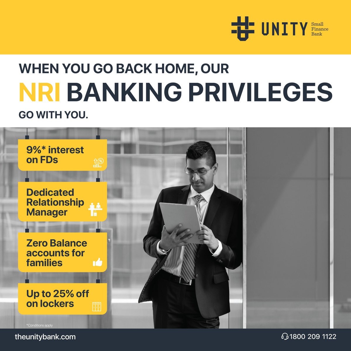 UnitySFBank's tweet image. Banking without borders: where your dreams know no distance! 

Welcome to a World of Banking tailored for you! 

Start Today: forms.gle/z6J1ZjgDYDCDX1…

#NRIBanking #ComeBankWithUs #UnitySFB #BorderlessBanking #StartToday