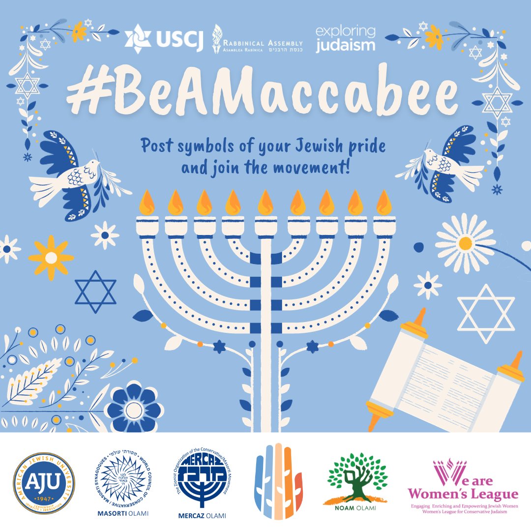 This Hanukkah join us for #BeAMaccabee

Showcase Jewish pride - however it looks for your community - by participating in the Movement-wide hashtag campaign #BeAMaccabee starting today through the end of Hanukkah. (cont)