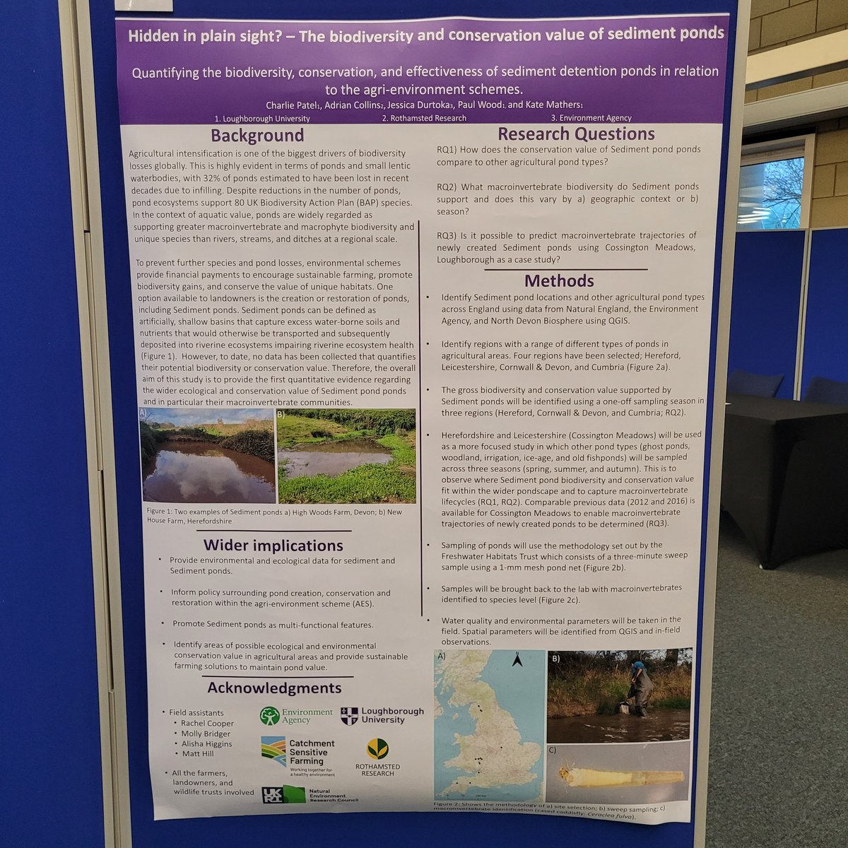 Representing @lborogeog at #LboroResConf23 come and talk to me about my research on sediment ponds & biodiversity located at number 48! #ecology #biodiversity #ponds #agriculture