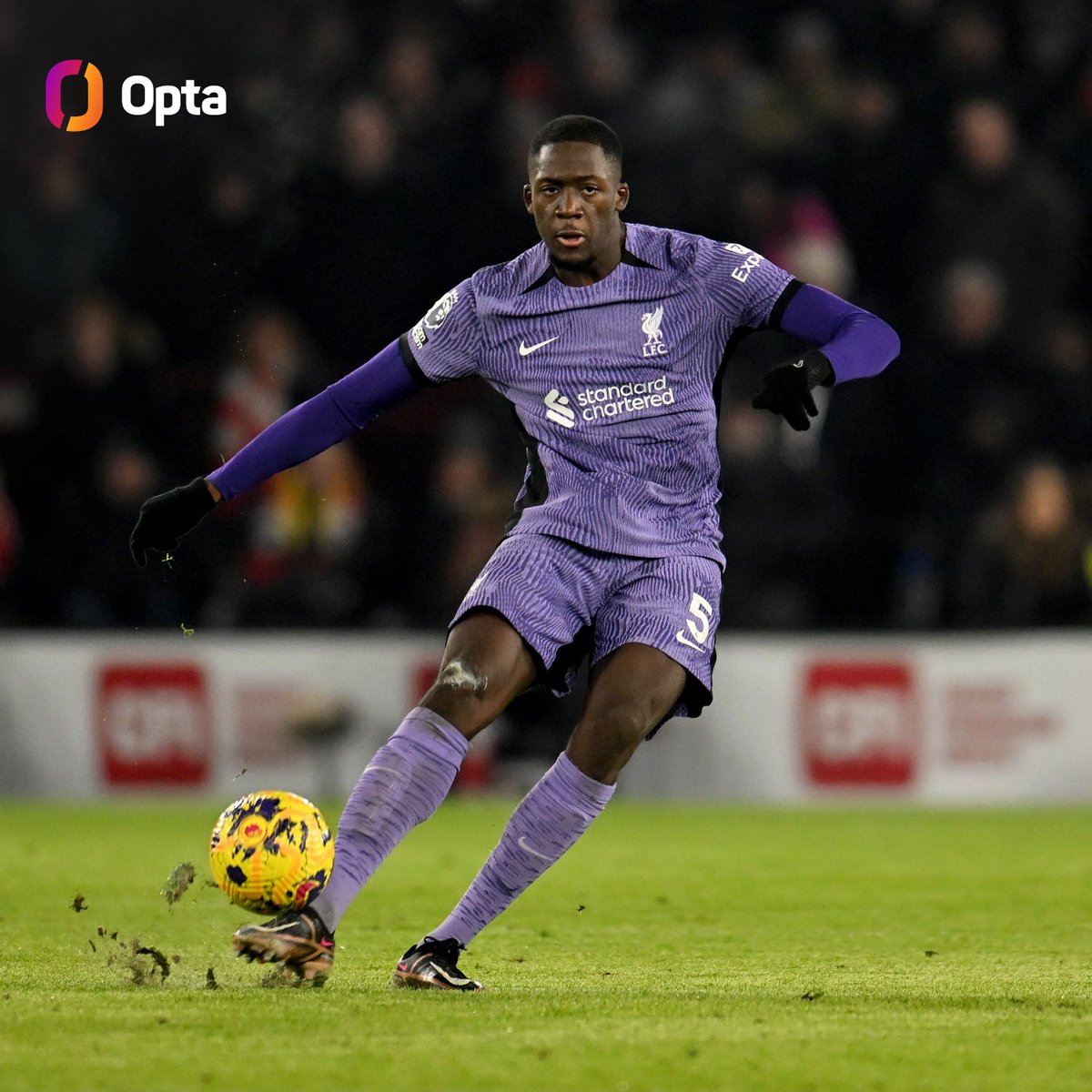OptaJoe's tweet photo. 19 - Ibrahima Konaté won 19/24 duels v Sheff Utd, the most by a defender in a Premier League game since Jimmy Dunne v Sheff Utd in May 2021 (20). He also won all 14 of his aerial duels, the joint-best 100% aerial win rate on record (from 2012-13) in the Premier League. Dominant. https://t.co/I1uY6jnHOV