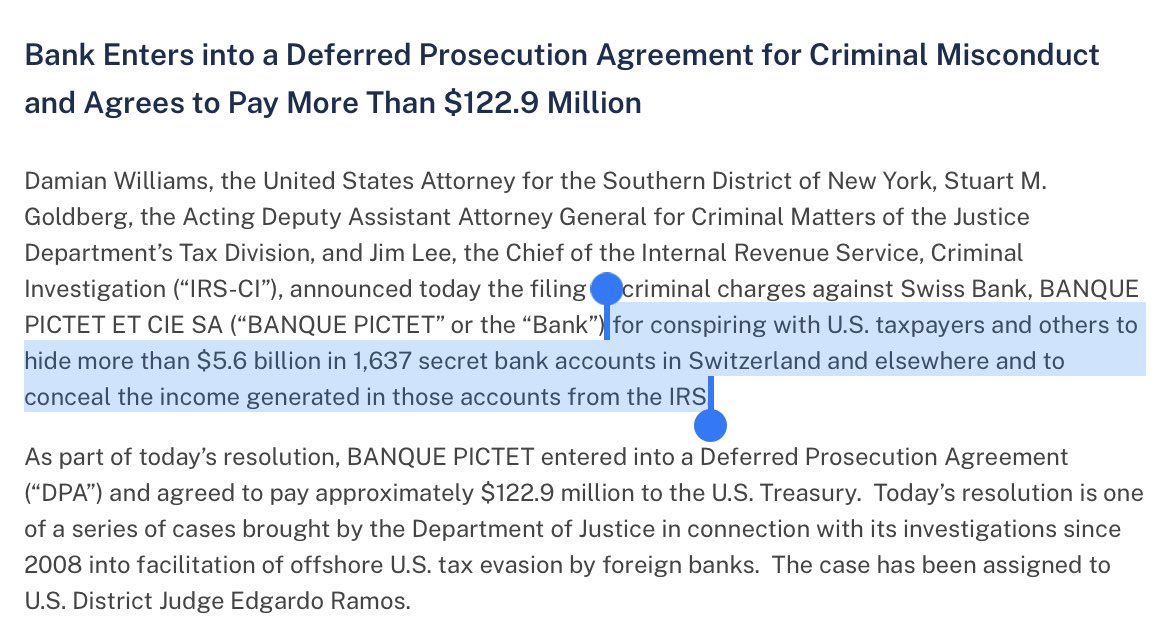 Swiss Banque Pictet pays $123 mln for helping clients evade US
