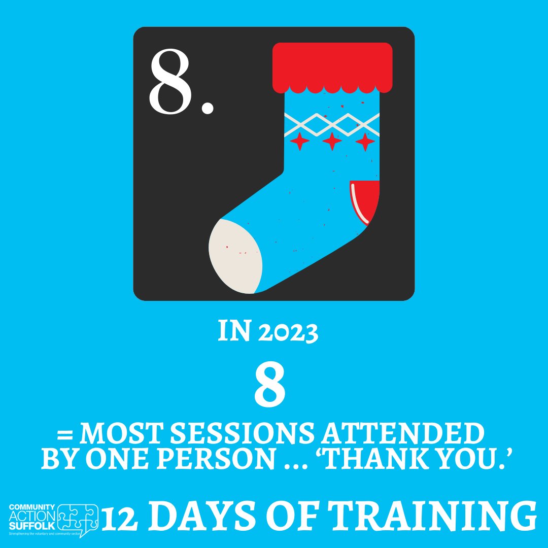 Day 8 of <a href="/CASuffolk/">Community Action Suffolk</a> #12TrainingDaysOFChristmas Celebrating another year &amp; saying 'Thank you' to those who invested in themselves, their organisation &amp; communities. Feel like STOCKING UP on learning? Book with us👉👉communityactionsuffolk.org.uk/cas-events/ <a href="/suffolkgiving/">Suffolk Community Foundation</a> <a href="/SuffolkALC/">SUFFOLK Association of Local Councils</a> <a href="/suffolkcc/">Suffolk CC</a>