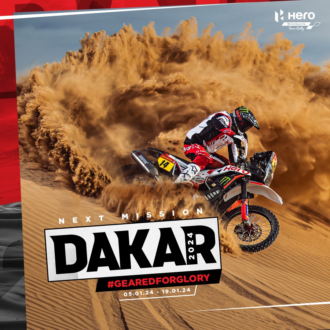 The great unknown beckons again - tougher, mightier, and dangerous than ever. But we are Heroes. We dare to dream. We dare to do. We don't settle for the ordinary. We are #GearedForGlory 🔥 Bring it on! 💪🏽 #RaceTheLimits #Dakar2024 #DakarRally @dakar @OfficialW2RC