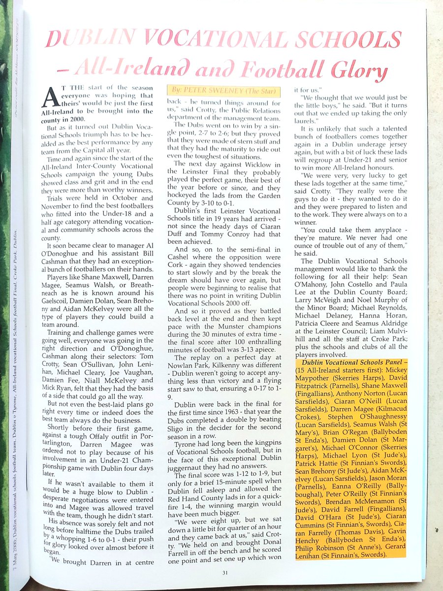 2000 Dublin vocational schools All Ireland champions. #gaacollector