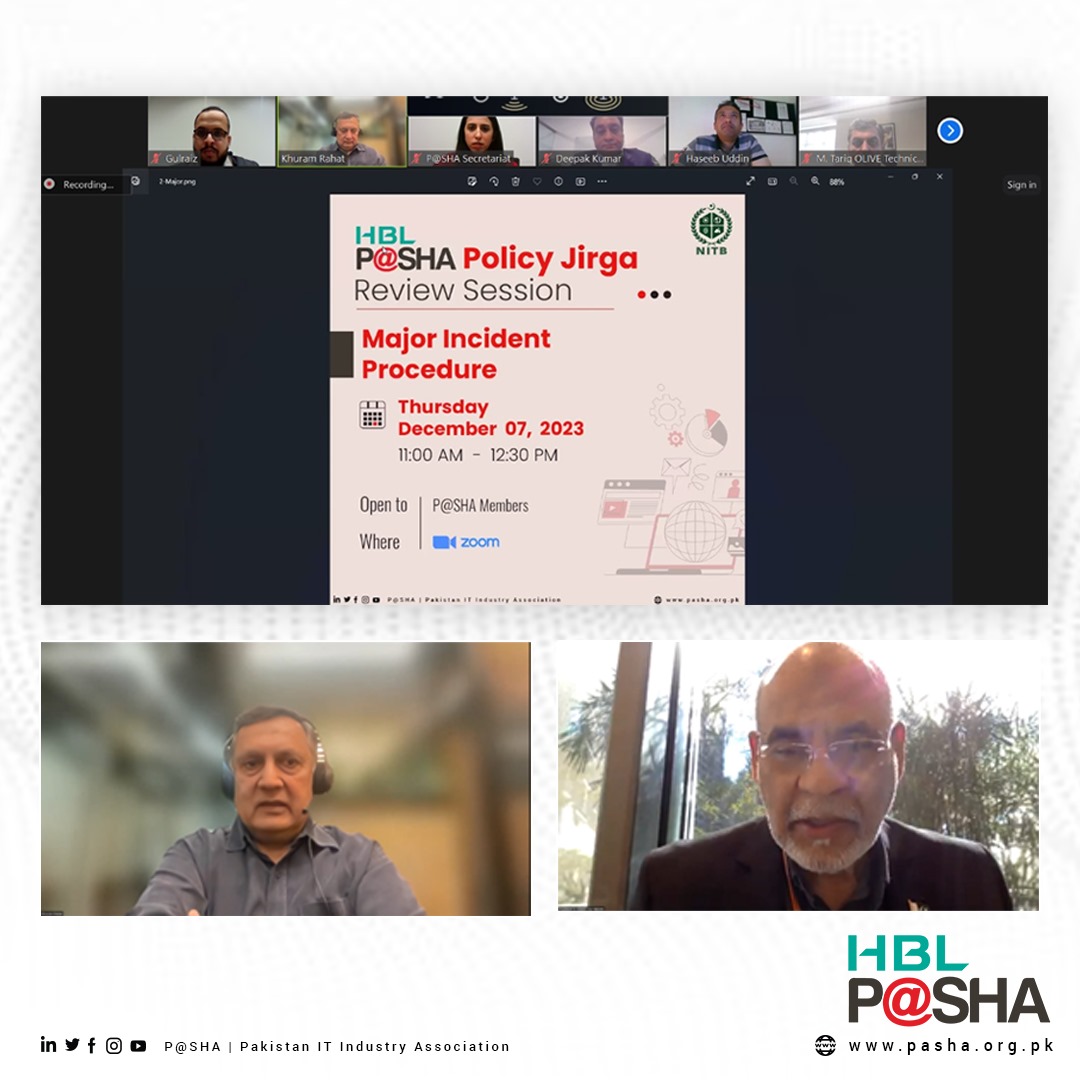 P@SHA and NITB completed their second HBL P@SHA Policy Jirga Review Session, to review the Policy document titled, 'Major Incident Procedure'. The session was moderated by Vice Chairman P@SHA, Mr. Khurram Rahat, and Secretary General P@SHA Mr. Nadeem Malik. Industry leaders…