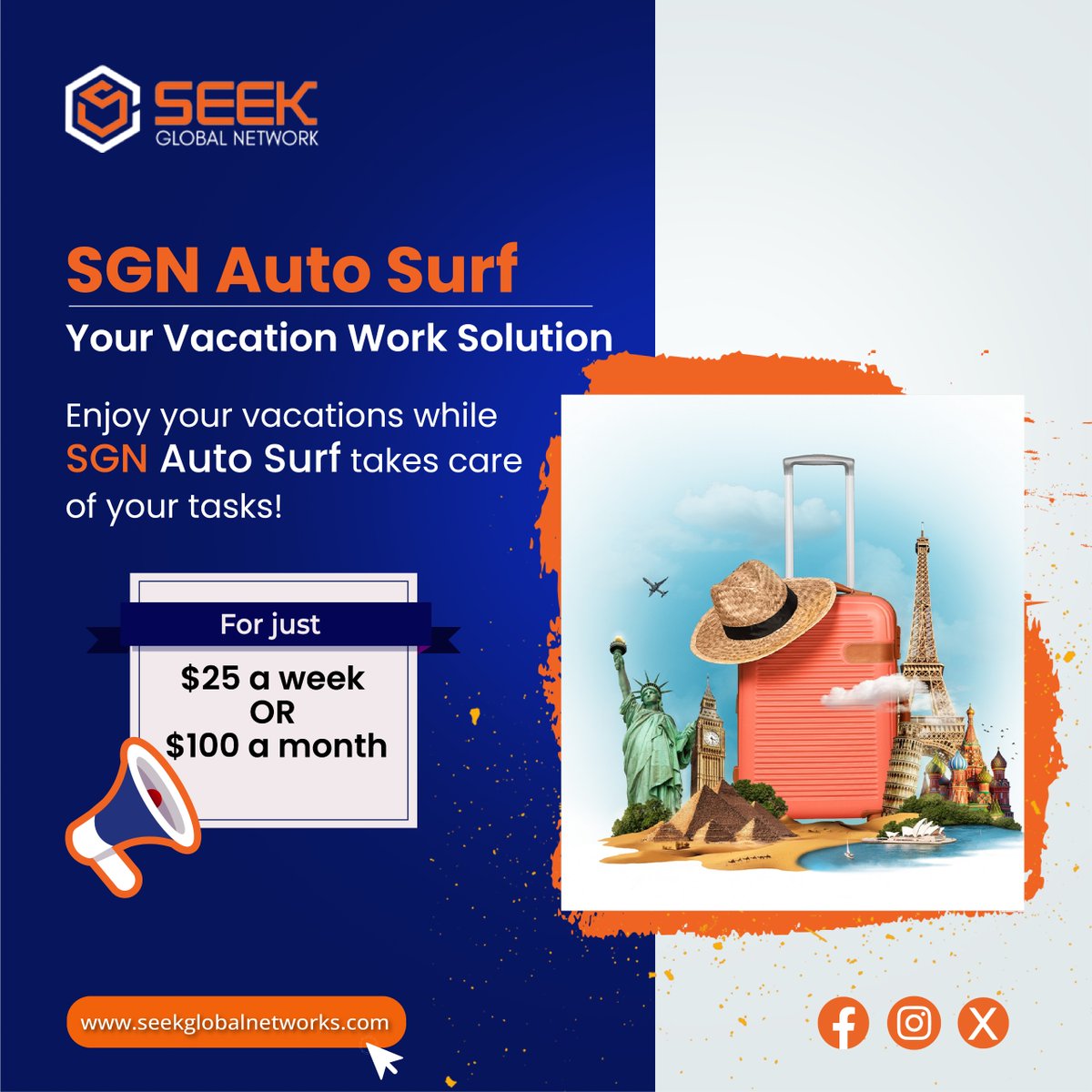 SeekGlobalNet's tweet photo. Elevate your vacation experience with SGN Auto Surf – Your ultimate work solution!  Delegate tasks effortlessly for $25/week or $100/month.

Stay tuned for more details: 🌐 https://t.co/y7b3Yz4THP

 #SGNAutoSurf #VacationWork #TaskAutomation #ProductivityBoost #digitaladvertising https://t.co/Uyc1Svp7v8