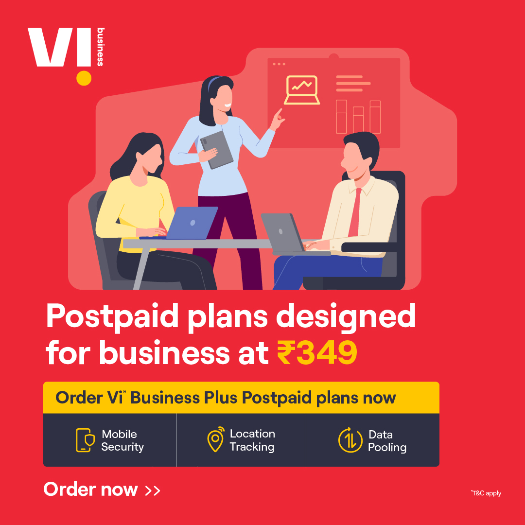 ViBusinessIndia's tweet image. The perfect business #PostpaidPlan to help businesses with features like Location Tracking, Mobile Security, unlimited data &amp;amp; calls, and more. Order your Vi Business Plus Postpaid plan now rb.gy/b0wazq
 ​
#DataPooling #LocationTracking #MobileSecurity #ReadyForNext
