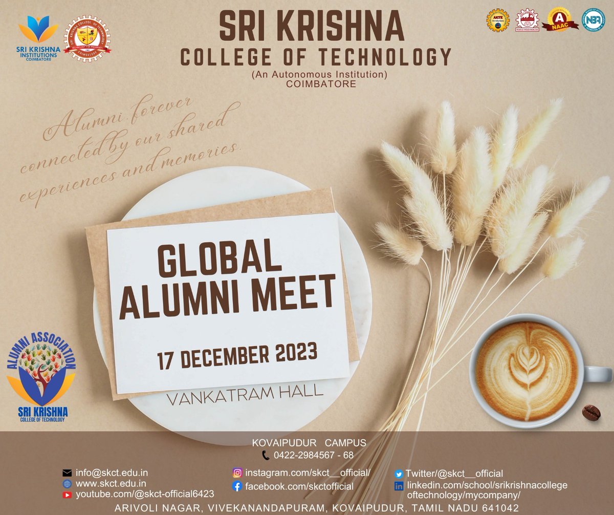 it_skct's tweet photo. Dear  Alumni, 

*Greetings!*

We are delighted to extend a warm invitation to you for the upcoming *Global Alumni Meet 2023*, where you'll have the opportunity to reconnect with old friends, make new connections, and celebrate shared memories and achievements. https://t.co/82fvqfrPPp
