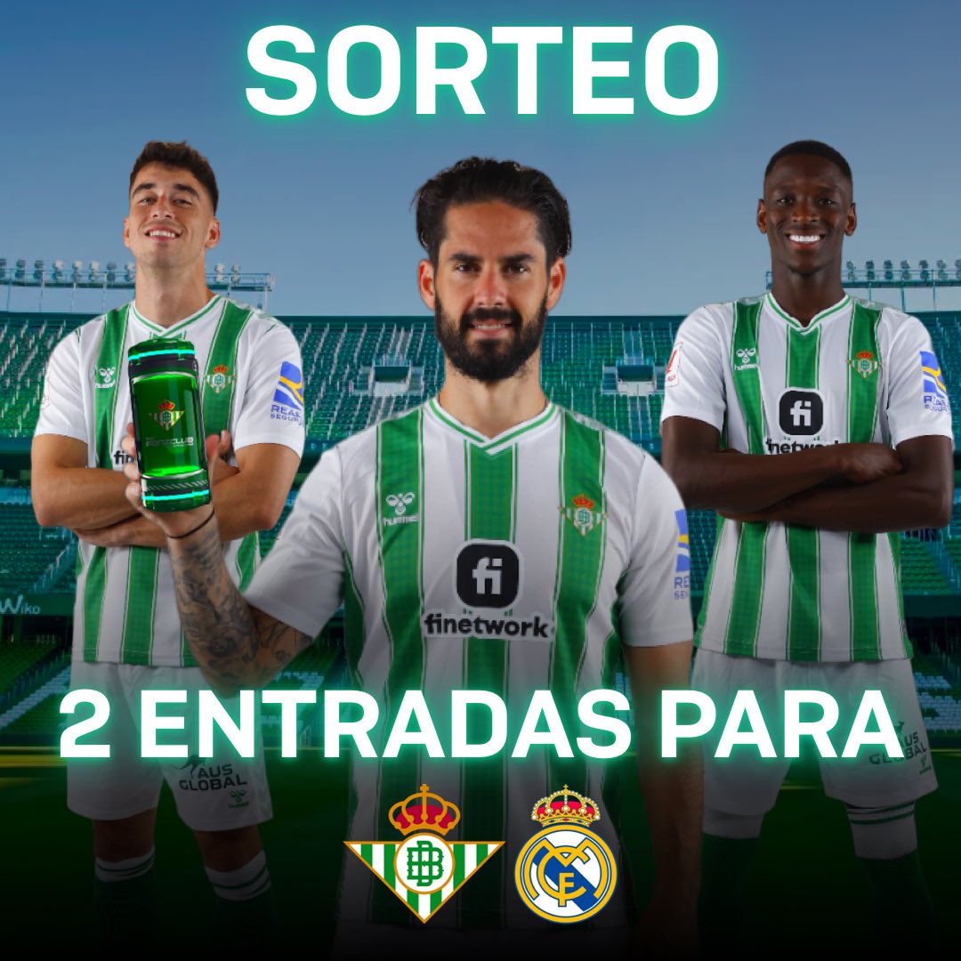 the_fanzclub's tweet photo. ¡𝗘𝘀 𝗹𝗮 ú𝗹𝘁𝗶𝗺𝗮 𝗼𝗽𝗼𝗿𝘁𝘂𝗻𝗶𝗱𝗮𝗱! ⏱

Este es el último momento si quieres intentar ganar asientos para #RealBetisRealMadrid ! ⚽️

¿Cómo obtenerlas?
1️⃣ Haz RT y dale like a este tuit.
2️⃣ Visita https://t.co/qQPg7v7aF0 y haz clic en "registrarse ahora" https://t.co/8ub7t98JoO