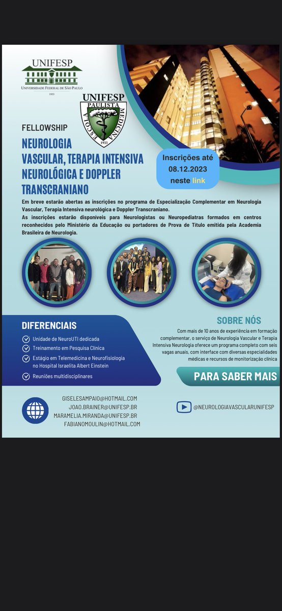 Stroke and Neurocritical Care Fellowship UNIFESP, join us!