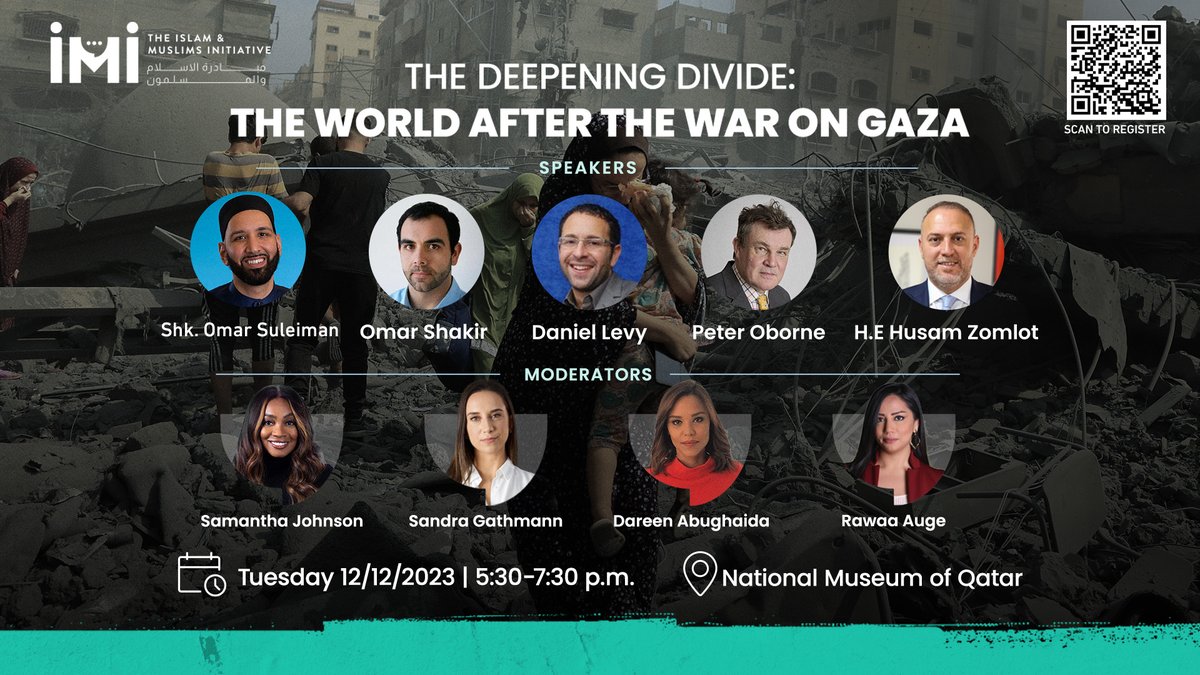 🌍 Explore the profound consequences of the war on Gaza, 'The Deepening Divide.' Join esteemed speakers as they share valuable insights and perspectives on this critical topic. 🗓️ Dec 12th, 2023 ⏰ 5:30-7:30pm 📍@NMOQatar 🔗Register here: ticketing.qacreates.com/event/the-deep…