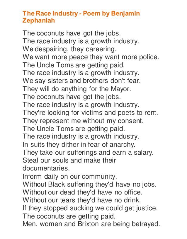 What Benjamin Zephaniah had to say about Coconuts