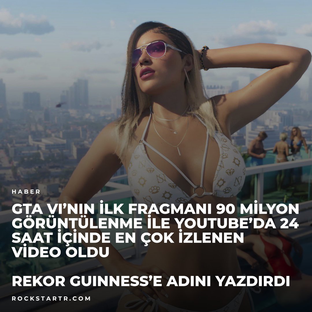 GTA VI'nın ilk fragmanı 90 milyon görüntülenme ile YouTube'da 24 saat içinde en çok izlenen video oldu. Bu rekor, adını Guinness'e yazdırdı. Önceki rekorun sahibi Mr. Beast, attığı tweet ile "kırılamayacak olan rekorun" şaşkınlığını paylaştı.

#gta6 #gtavi #gta #vicecity #youtube