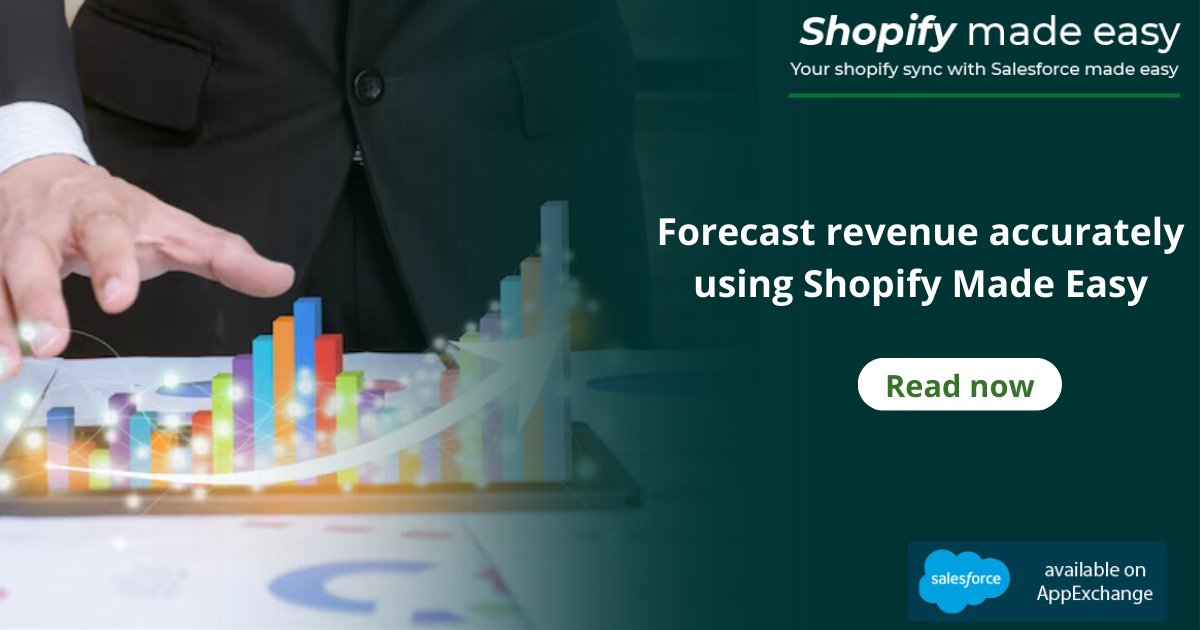 SyncMadeEasy's tweet image. Streamline your workflow, set achievable targets, and stay ahead of sales and marketing competition just by predicting #revenue accurately with Shopify Made Easy. Click here to learn more. bit.ly/3uCRXkC @Shopify @appexchange #forecastrevenue #crmsalesforce #integration