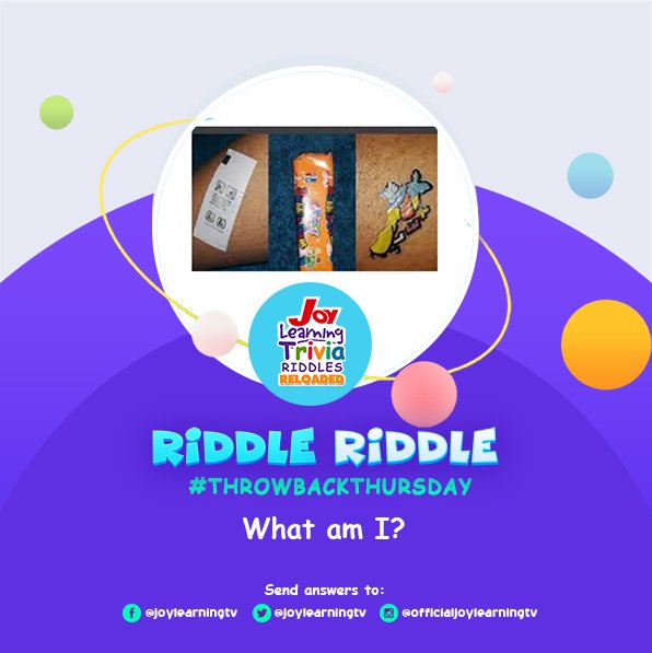 JoyLearningTV's tweet photo. Do you remember this? #ThrowbackThursday
#TriviaRiddle https://t.co/mIeFq9WscD