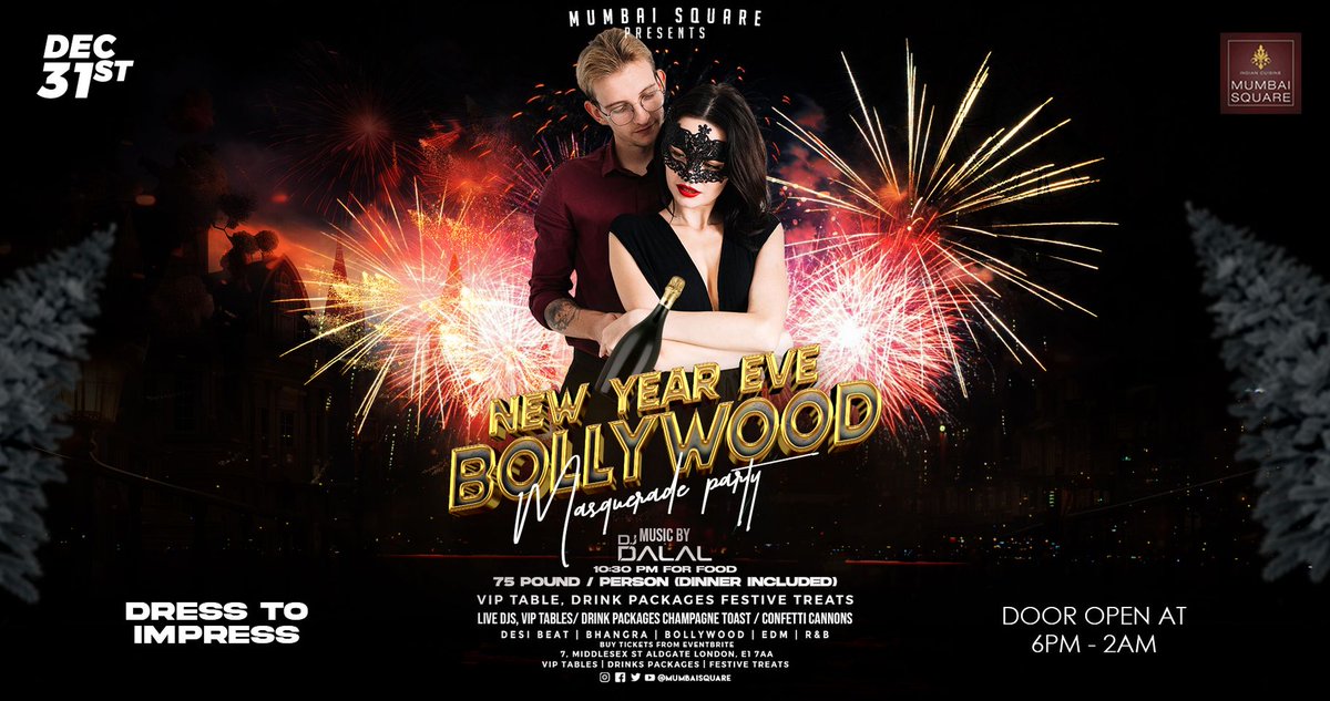Live DJ performance on 31st December Sunday at Mumbai Square 🏤
So don't miss out on London's hottest bollywood night!💃🕺
eventbrite.com/e/bollywood-ny…
#bollywoodnyemasqueradeparty #bollywoodparty🎉🍸 #bollywoodsongs #bollywooddance #londonnightclubs #londonparties #londonclub