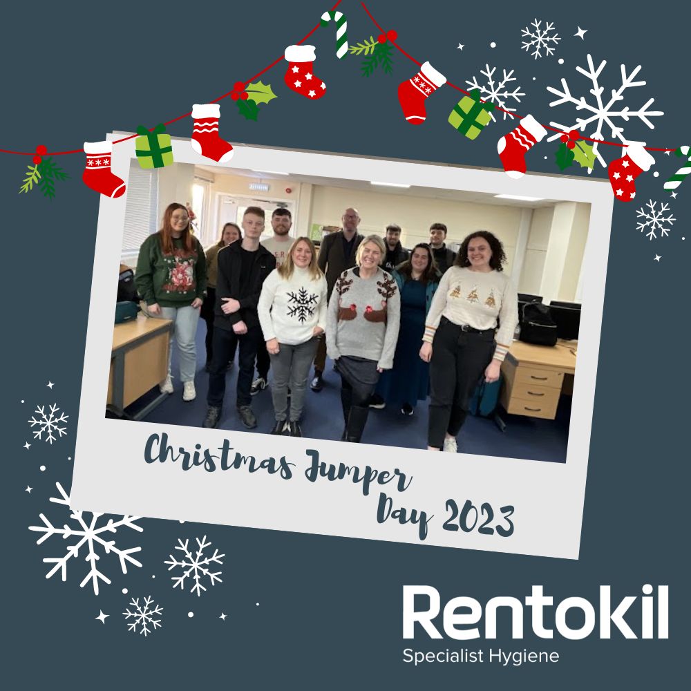 RentokilHygiene's tweet photo. Colleagues have been getting into the festive spirit by celebrating Christmas Jumper Day 2023 https://t.co/bHlsXbIcSR