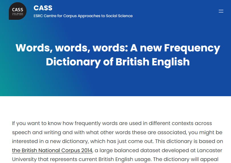 Read a @CorpusSocialSci blogpost on the new Frequency Dictionary of British English cass.lancs.ac.uk/words-words-wo… @LancasterUni @routledgelang